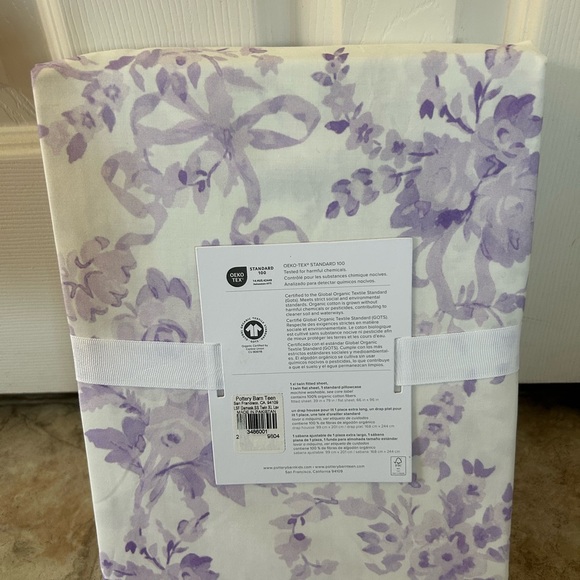 LoveShackFancy Pottery Barn Garden Damask Lavender Sheet Set Twin XL NEW - Picture 6 of 7
